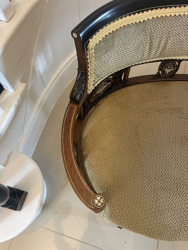 Superb Quality Antique Victorian Rosewood Inlaid Settee - Image 11